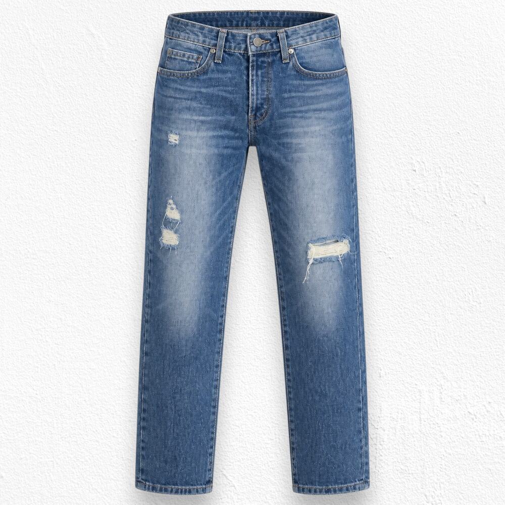 Sandrine Rose Free People Distressed Straight Leg High Rise Jeans Size 27 NWT